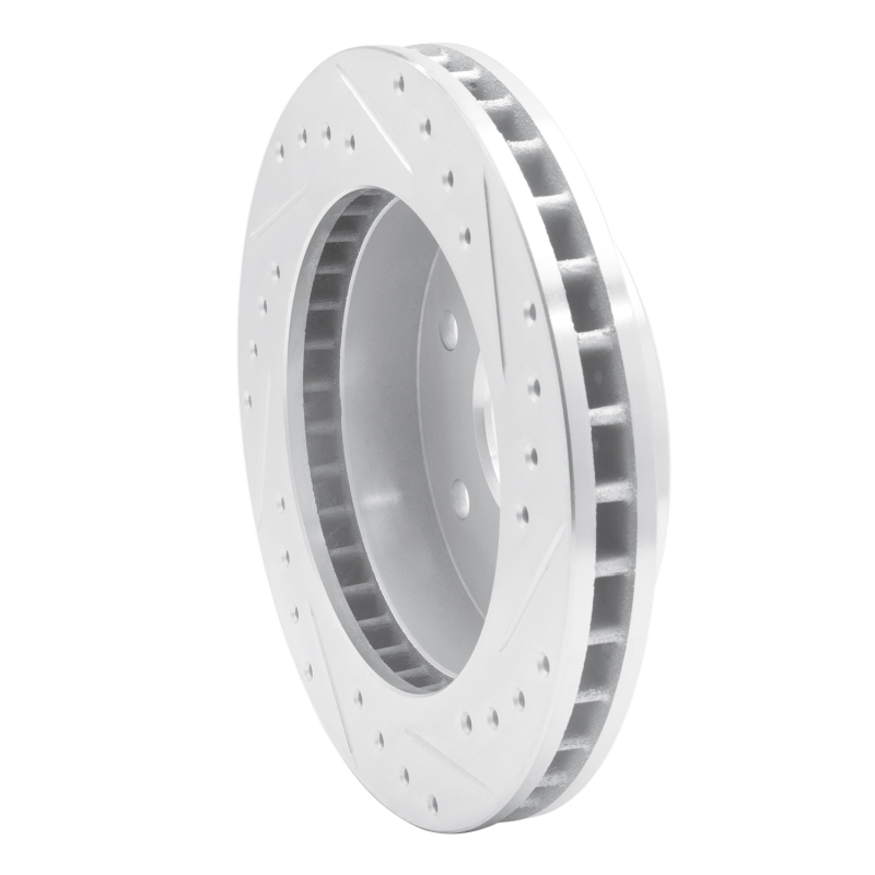 Cadillac Escalade Brake Rotor (1) - Front Left - R1 Concepts - Drilled & Slotted - Silver - `88-`00